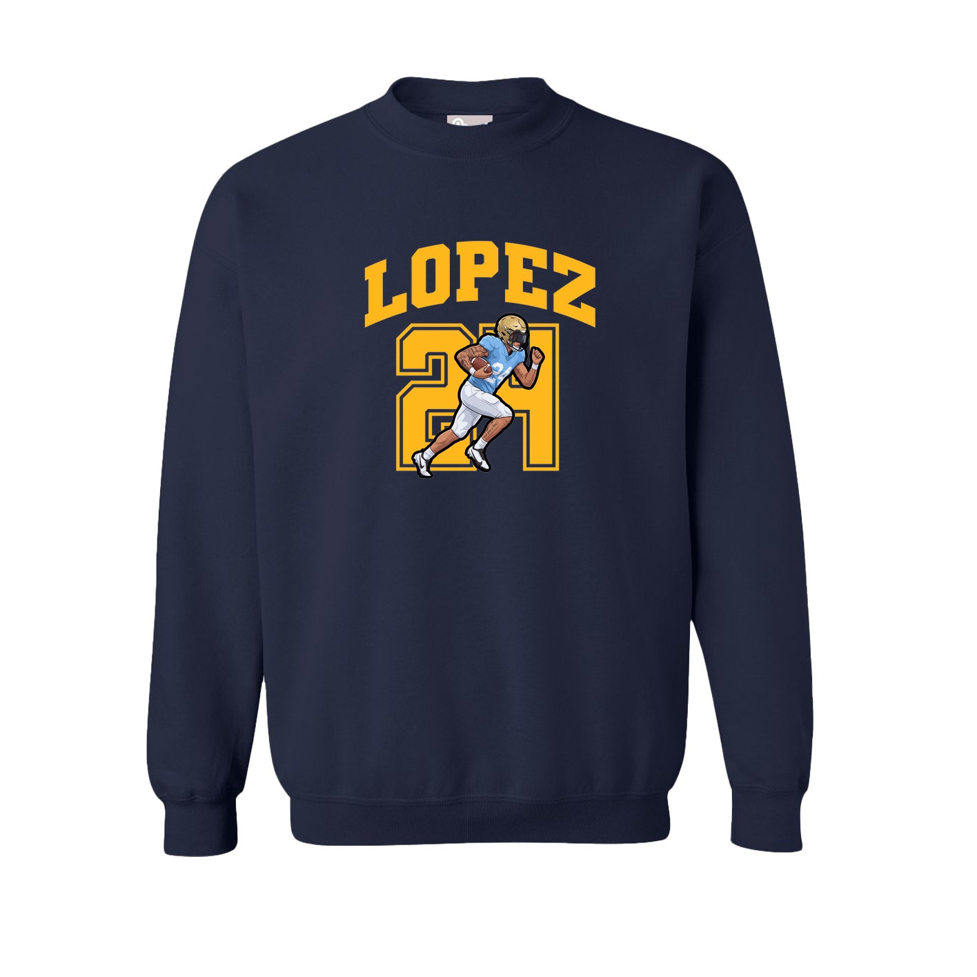 Fleece Crew — Number in Navy