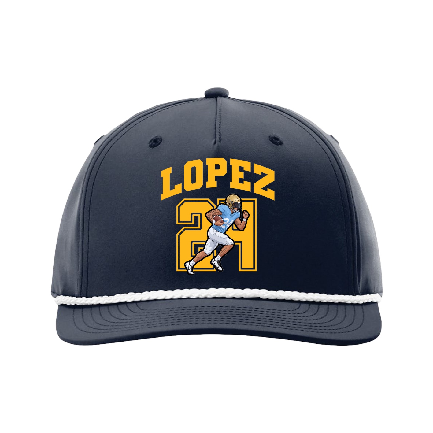 Five-Panel Classic Rope Cap — Number in Navy