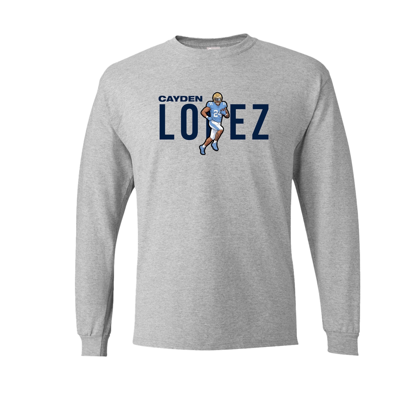 Long Sleeve Tee — Player Name in Grey