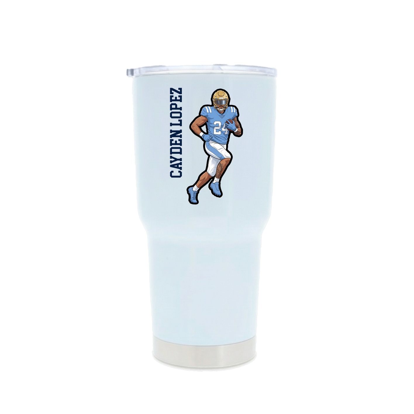 30oz Stainless Steel Tumbler — Name Vertical in White