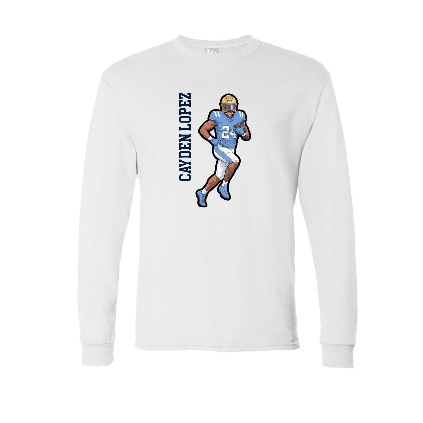 Long Sleeve Tee — Name Vertical in White