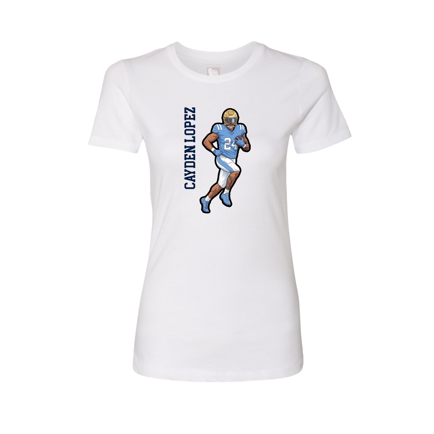 Fitted Women's Tee — Name Vertical in White
