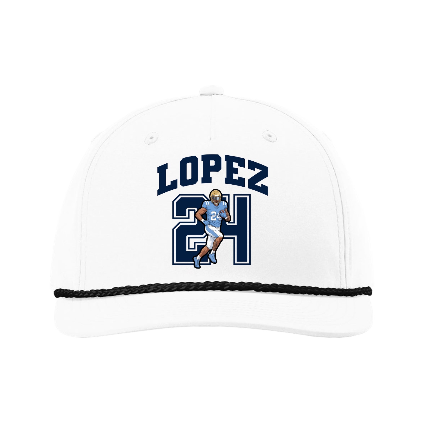 Five-Panel Classic Rope Cap — Number in White