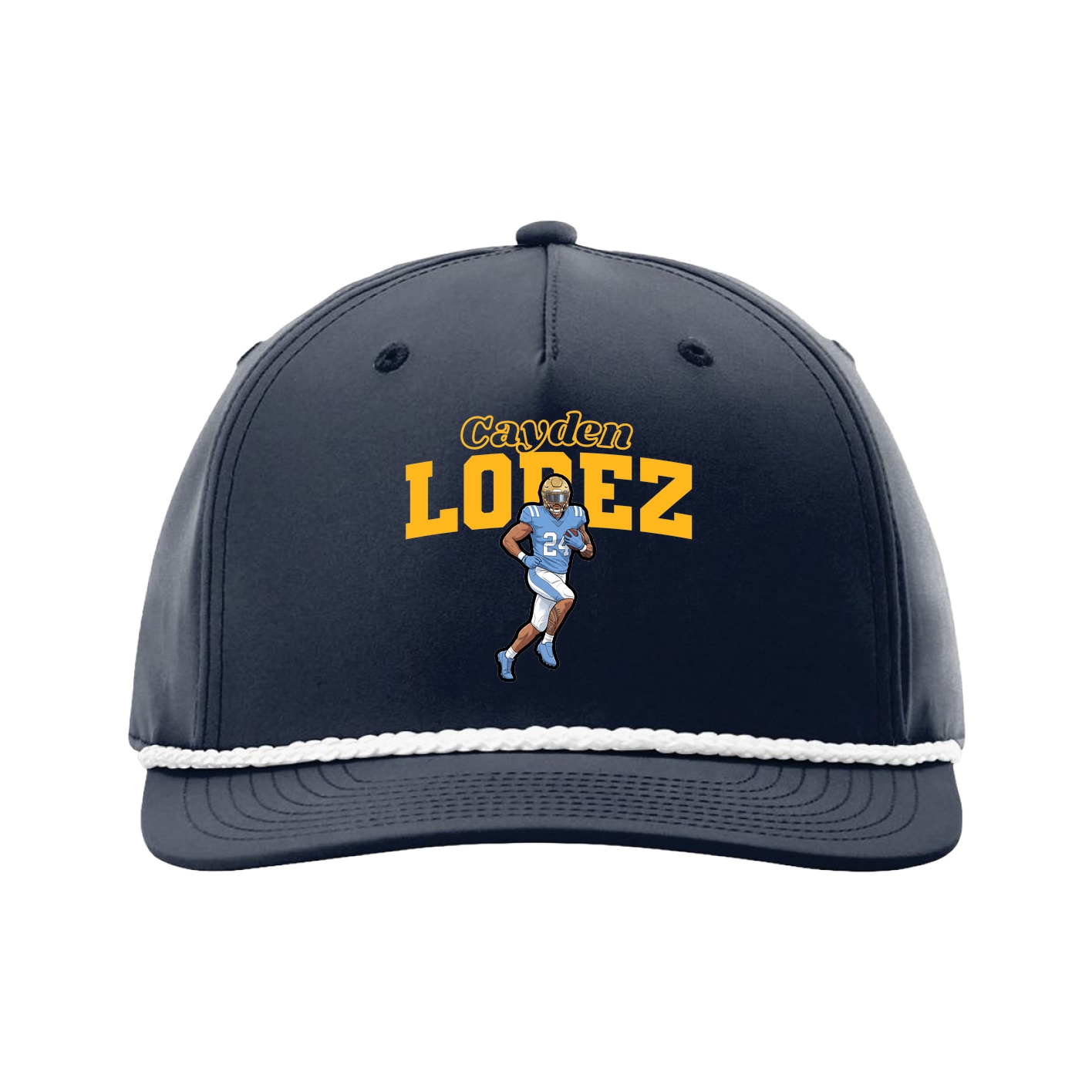Five-Panel Classic Rope Cap — Name Arch in Navy