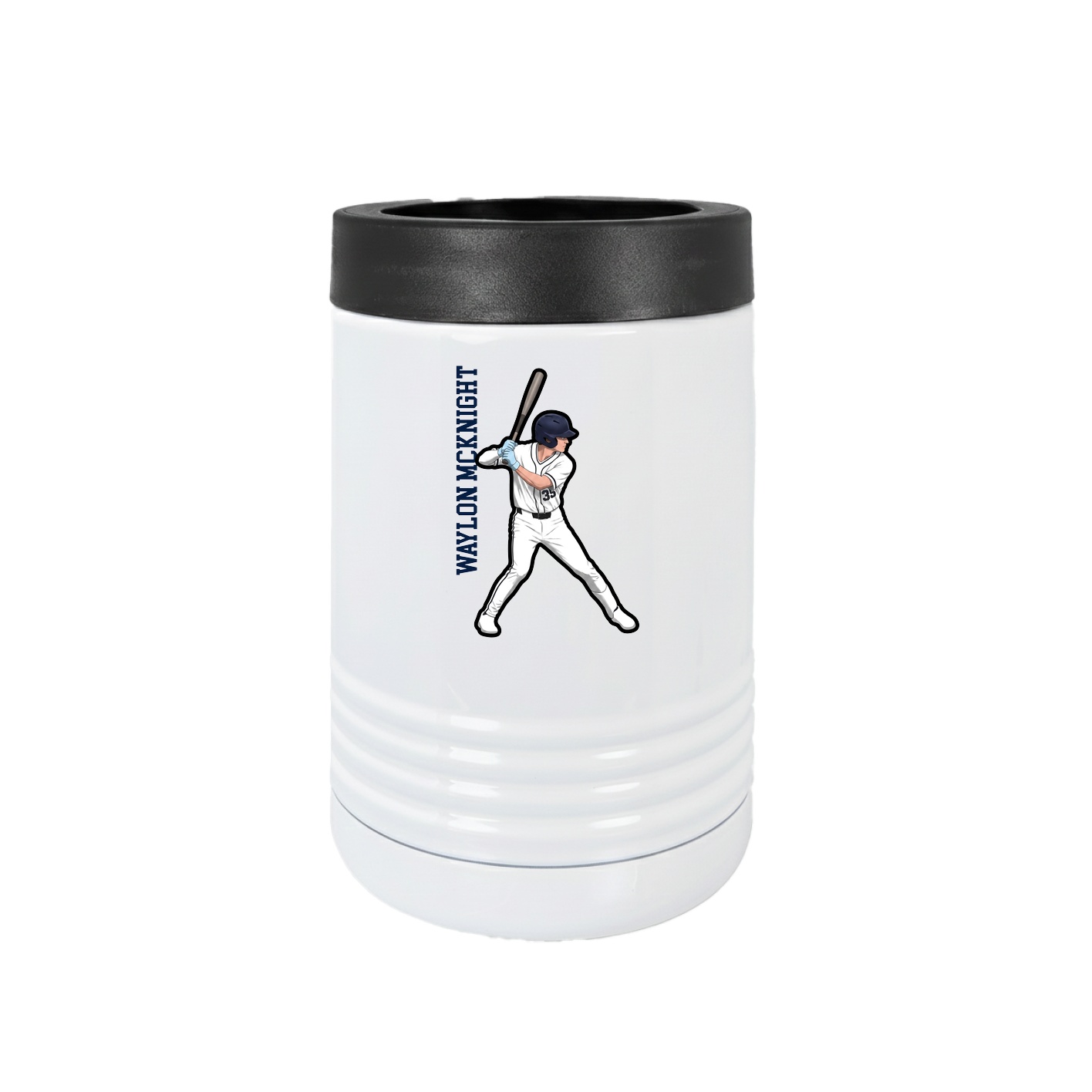 Beverage Holder — Name Vertical in White