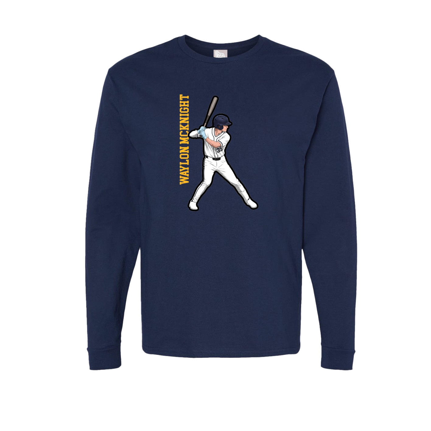 Long Sleeve Tee — Name Vertical in Navy