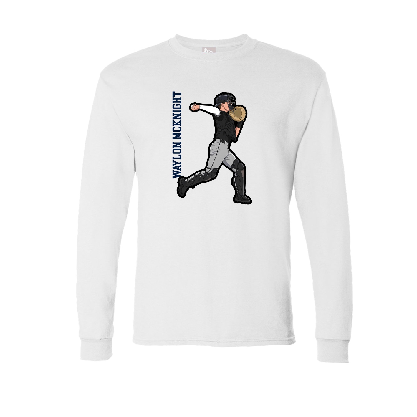 Long Sleeve Tee — Name Vertical in White