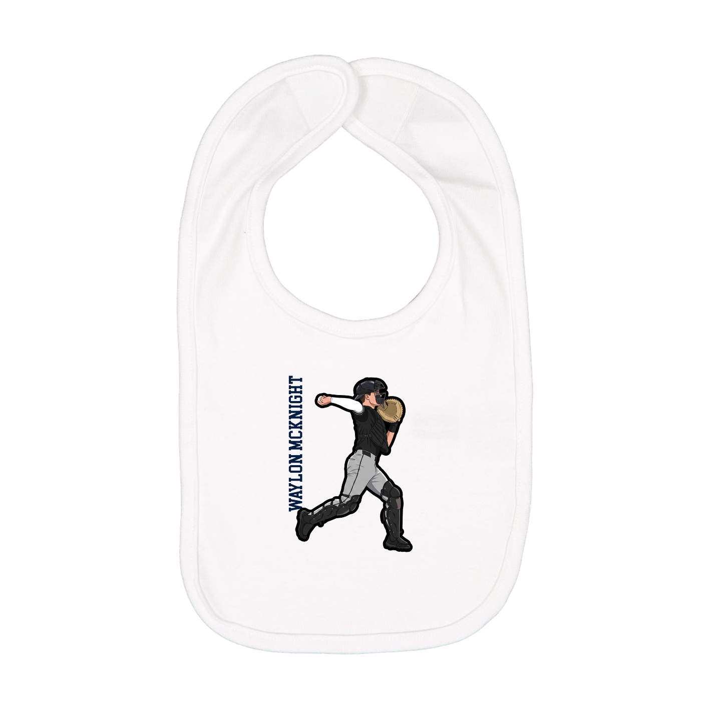 Infant Bib — Name Vertical in White