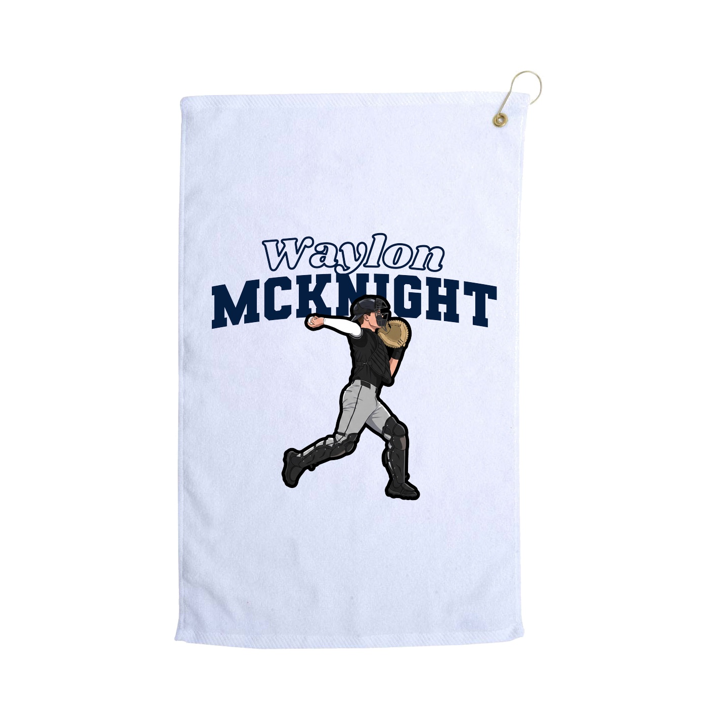 Golf Towel — Name Arch in White