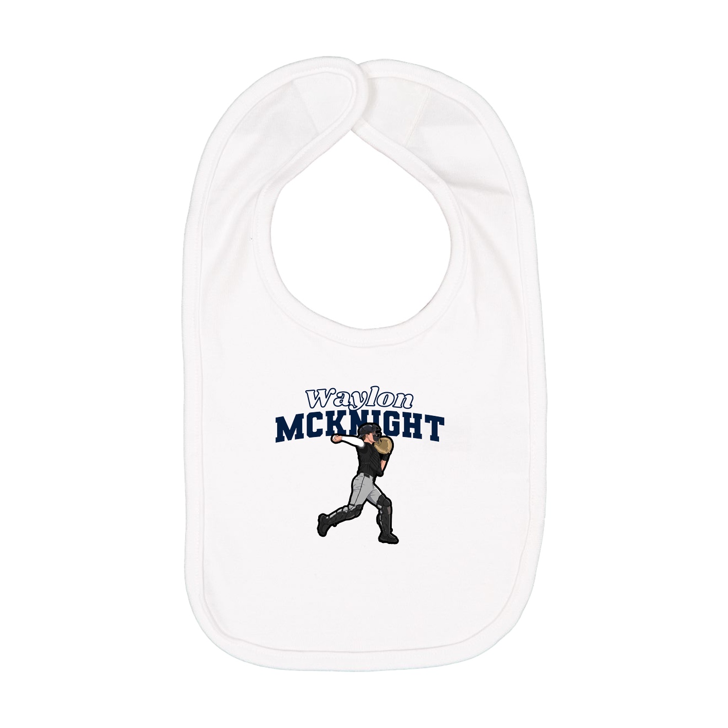 Infant Bib — Name Arch in White