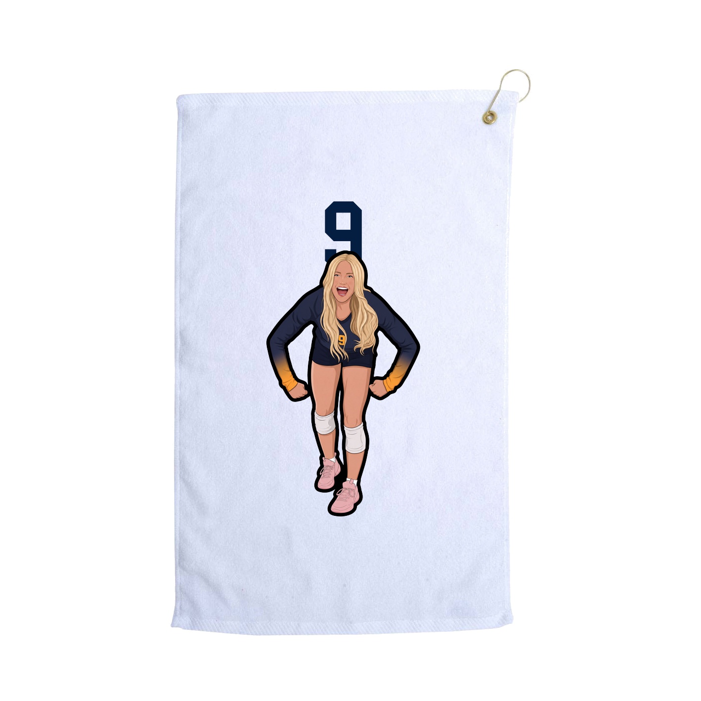 Golf Towel — Number Top in White