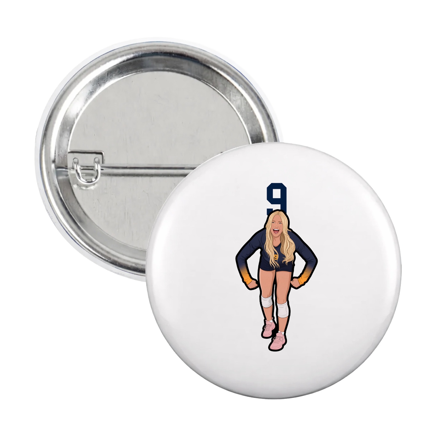 Game Day Button — Number Top in White