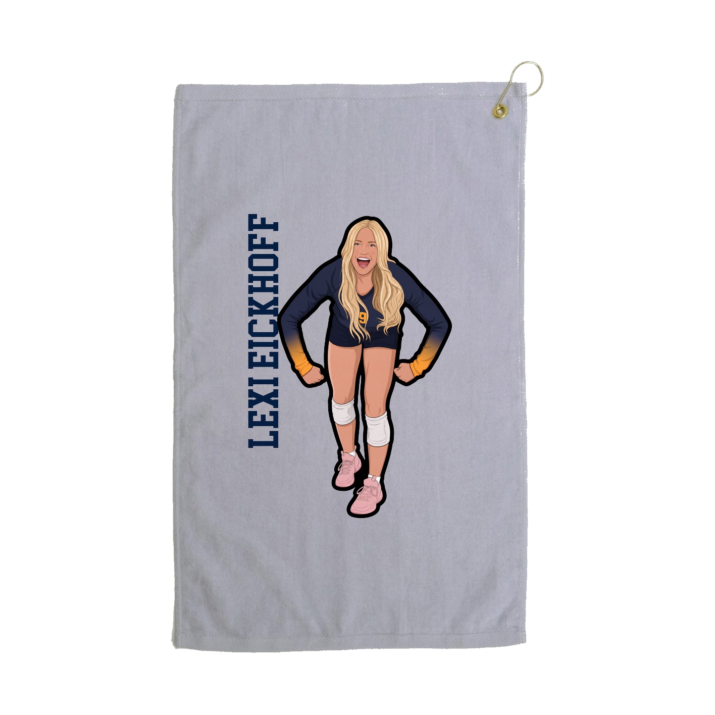 Golf Towel — Name Vertical in Grey