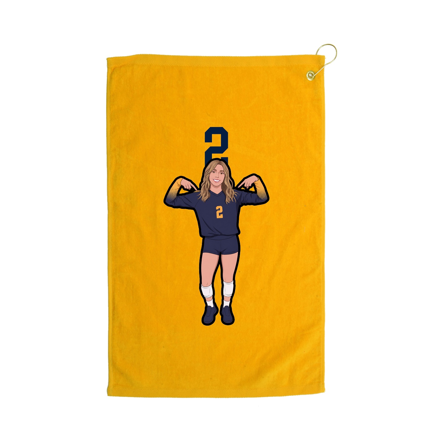 Golf Towel — Number Top in Gold