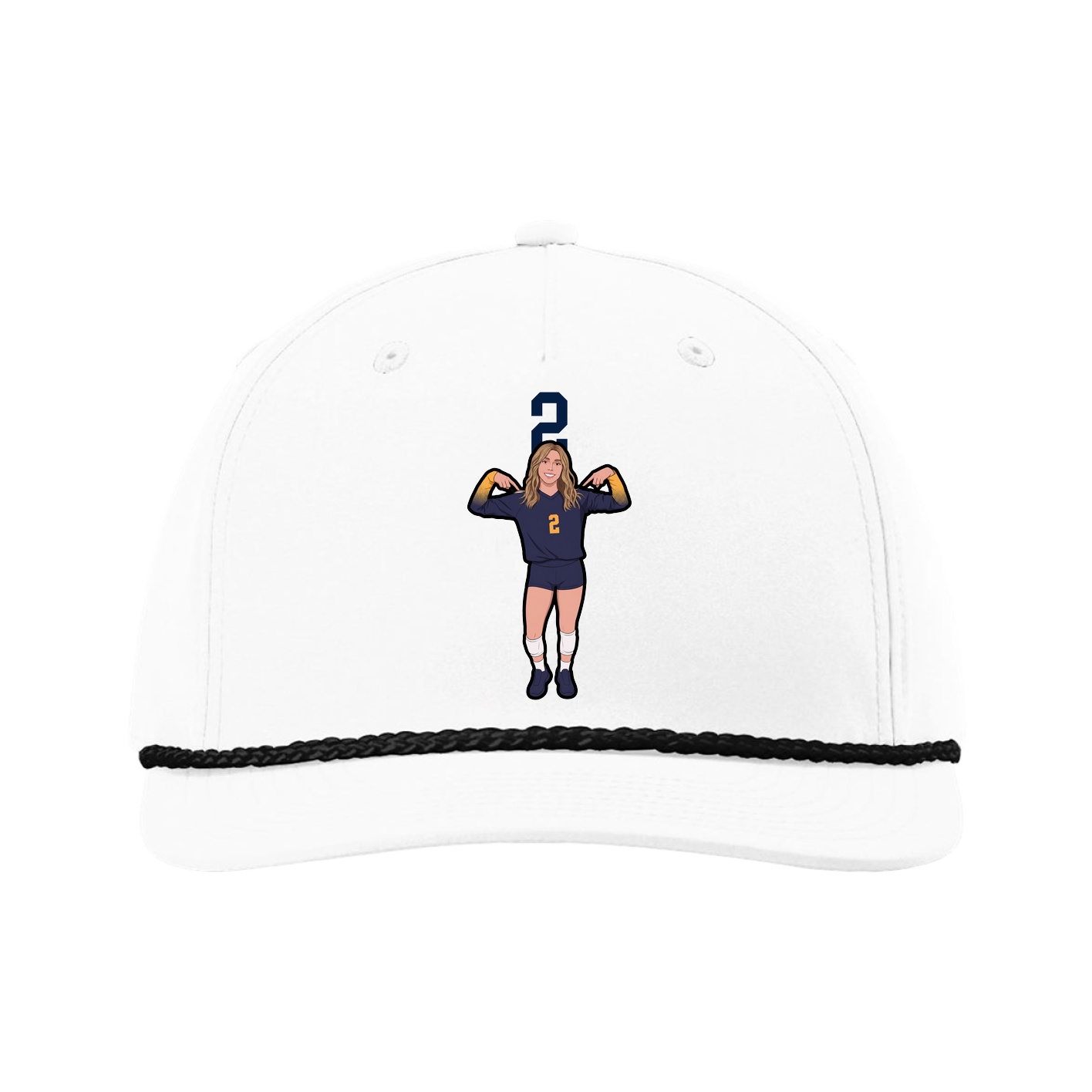Five-Panel Classic Rope Cap — Number Top in White