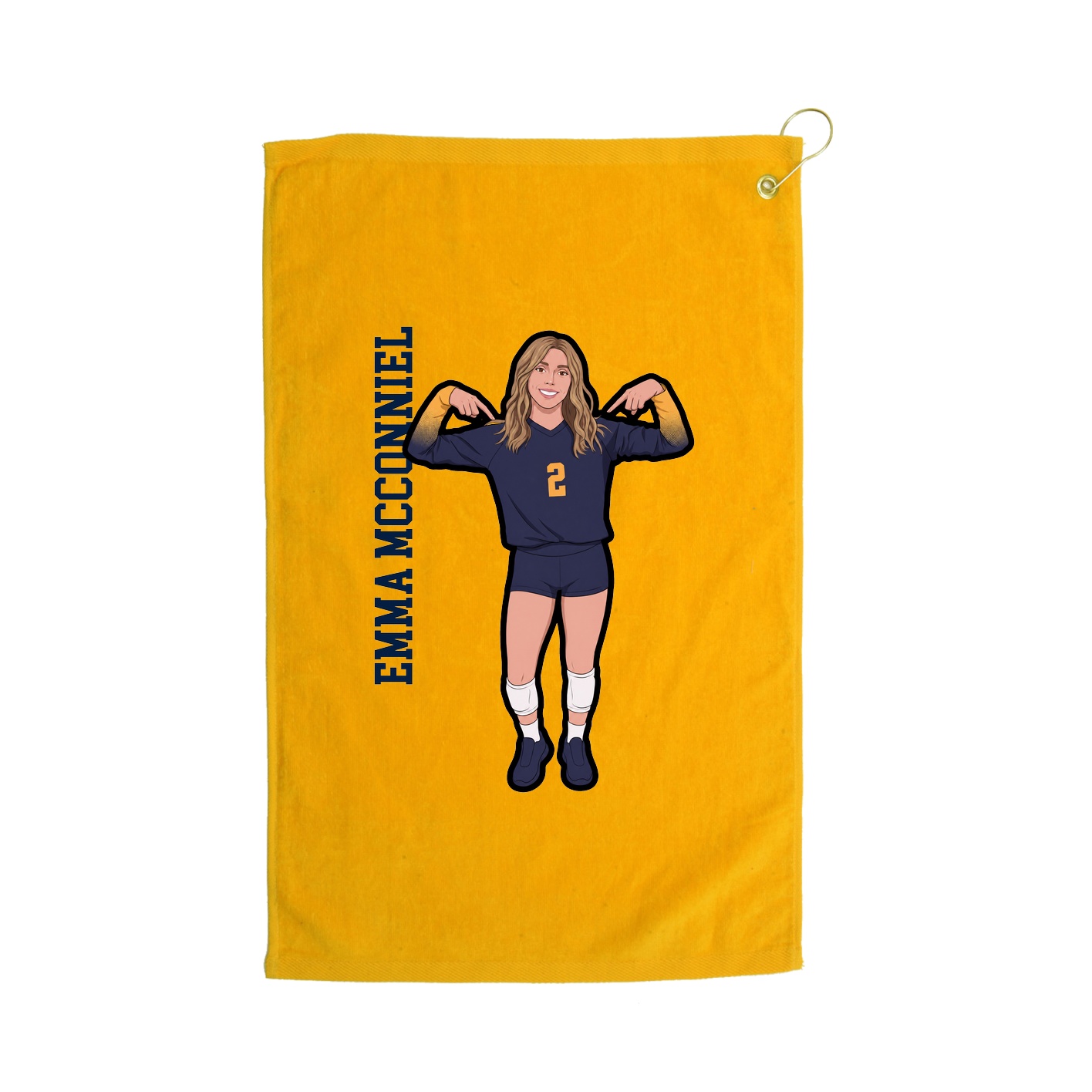 Golf Towel — Name Vertical in Gold