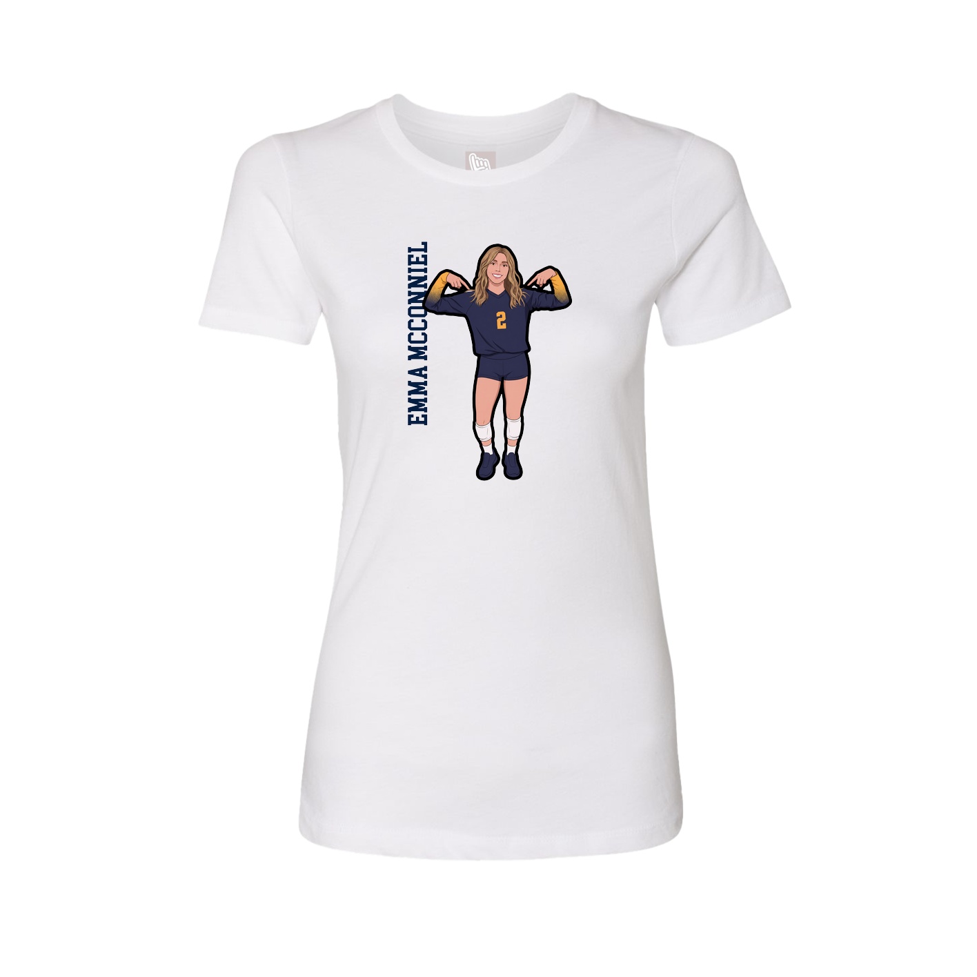 Fitted Women's Tee — Name Vertical in White