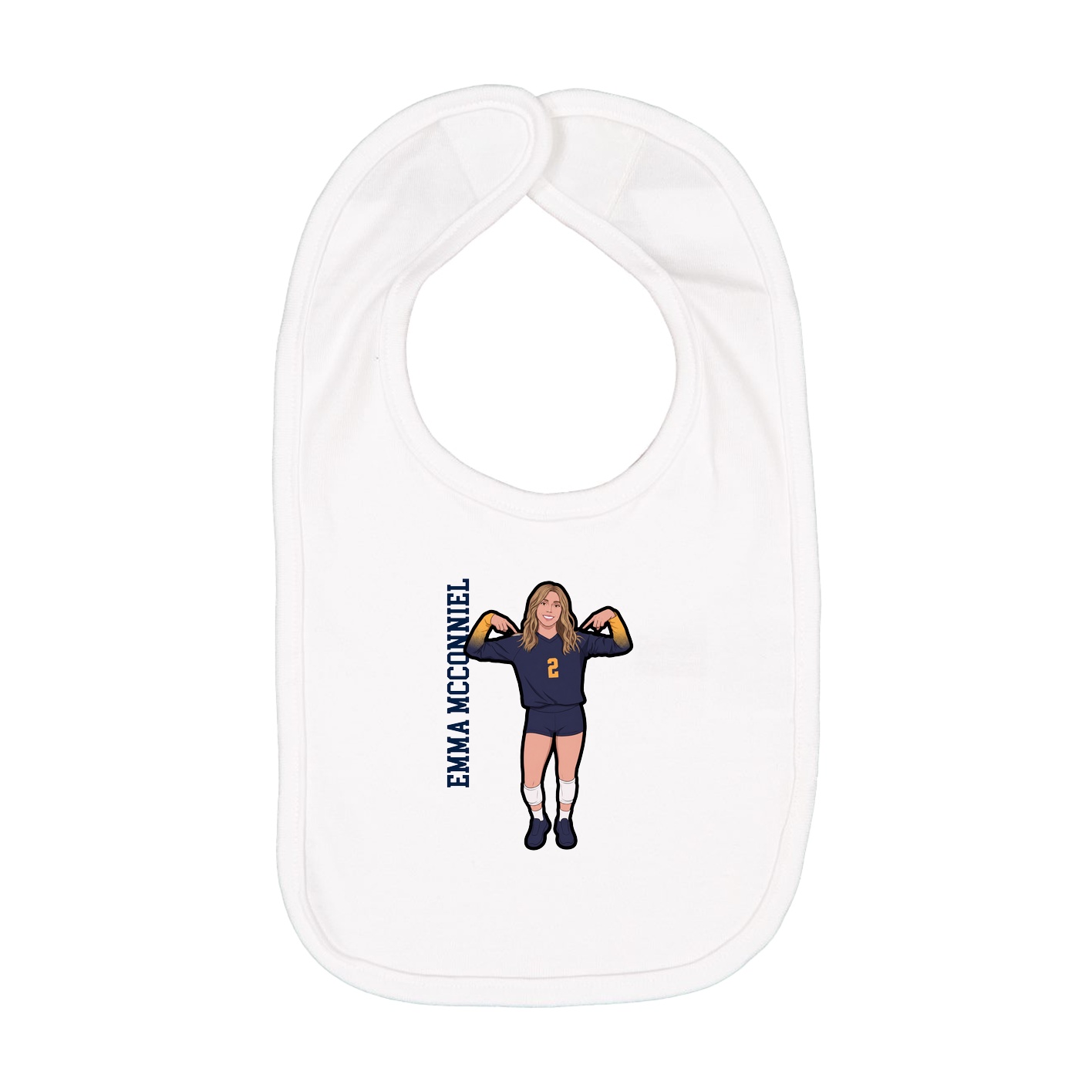 Infant Bib — Name Vertical in White