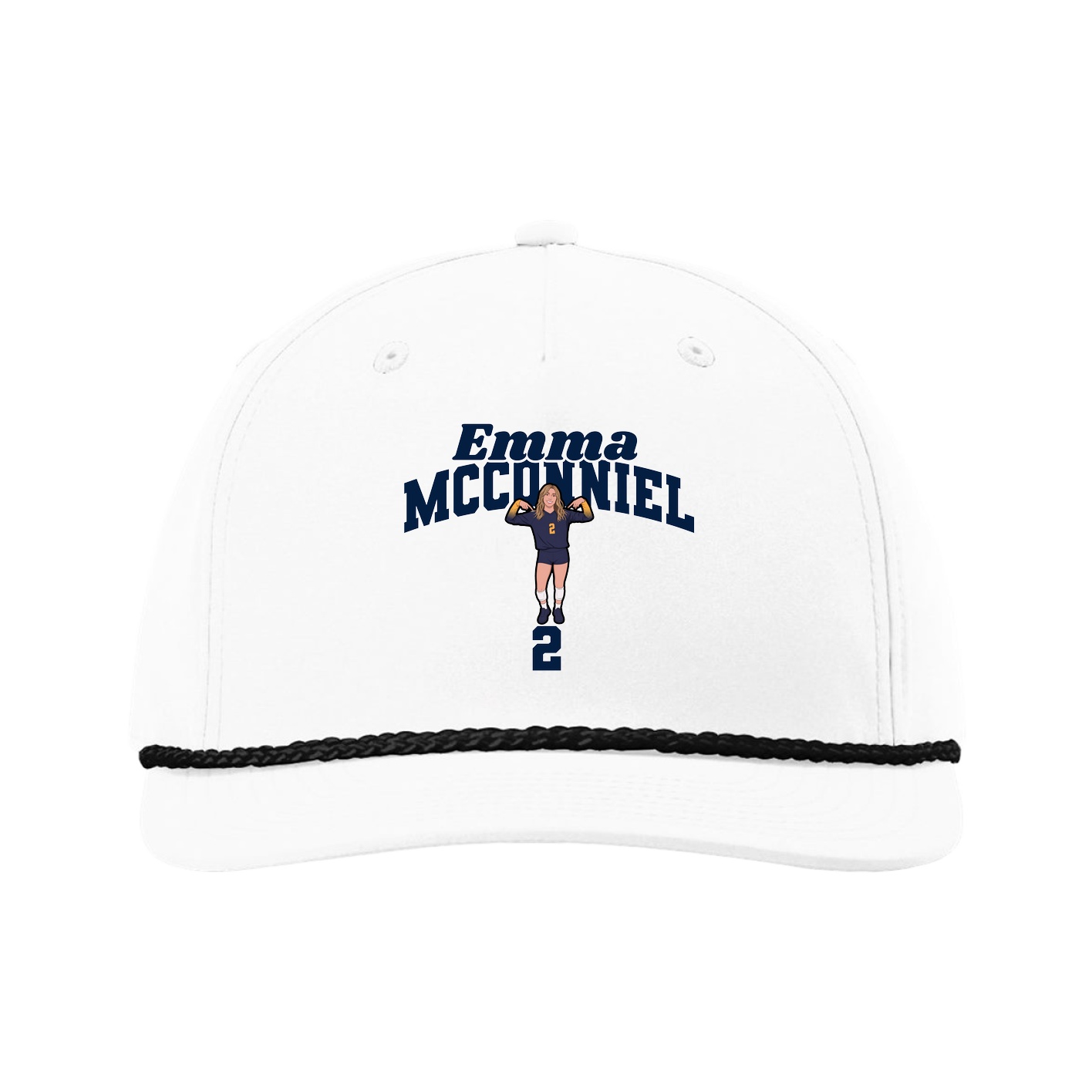 Five-Panel Classic Rope Cap — Signature Arch in White