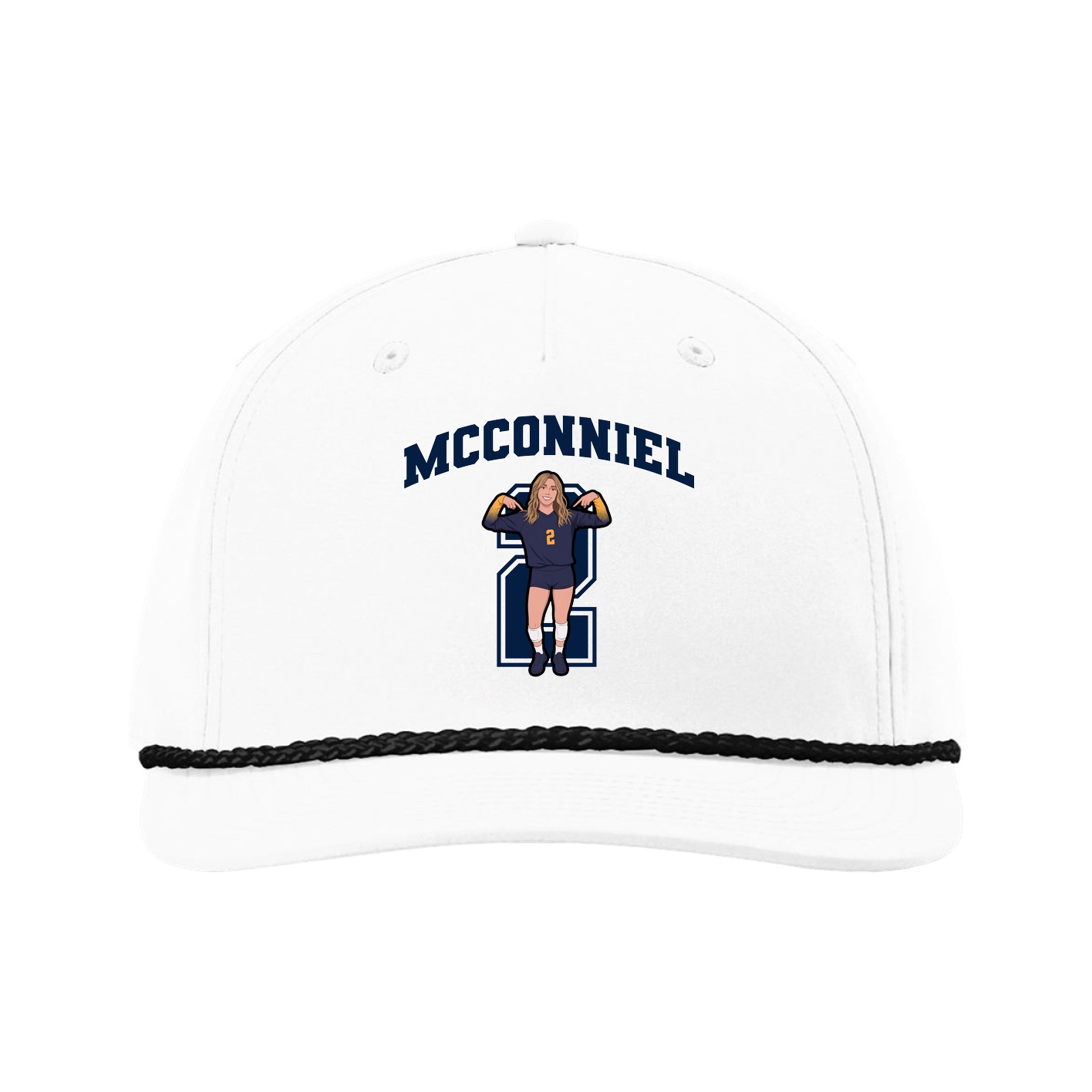 Five-Panel Classic Rope Cap — Number in White