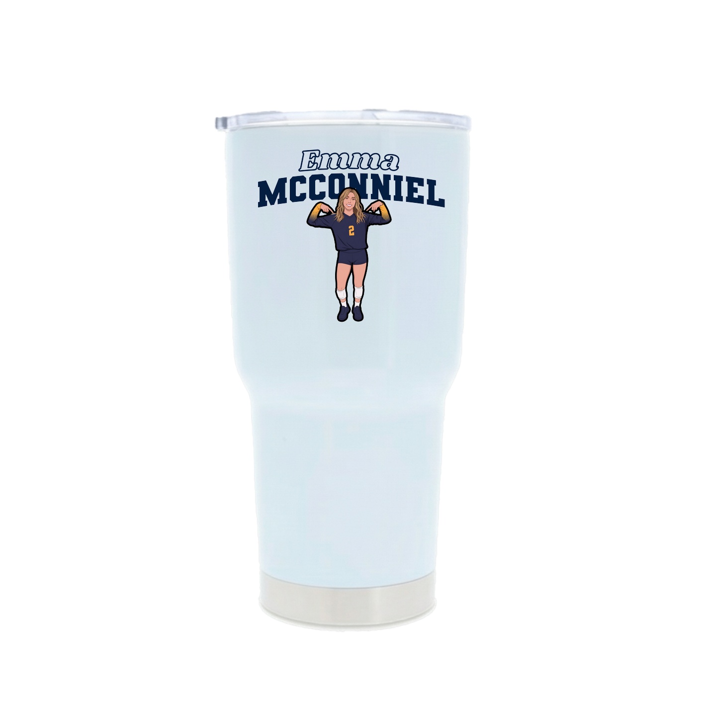30oz Stainless Steel Tumbler — Name Arch in White