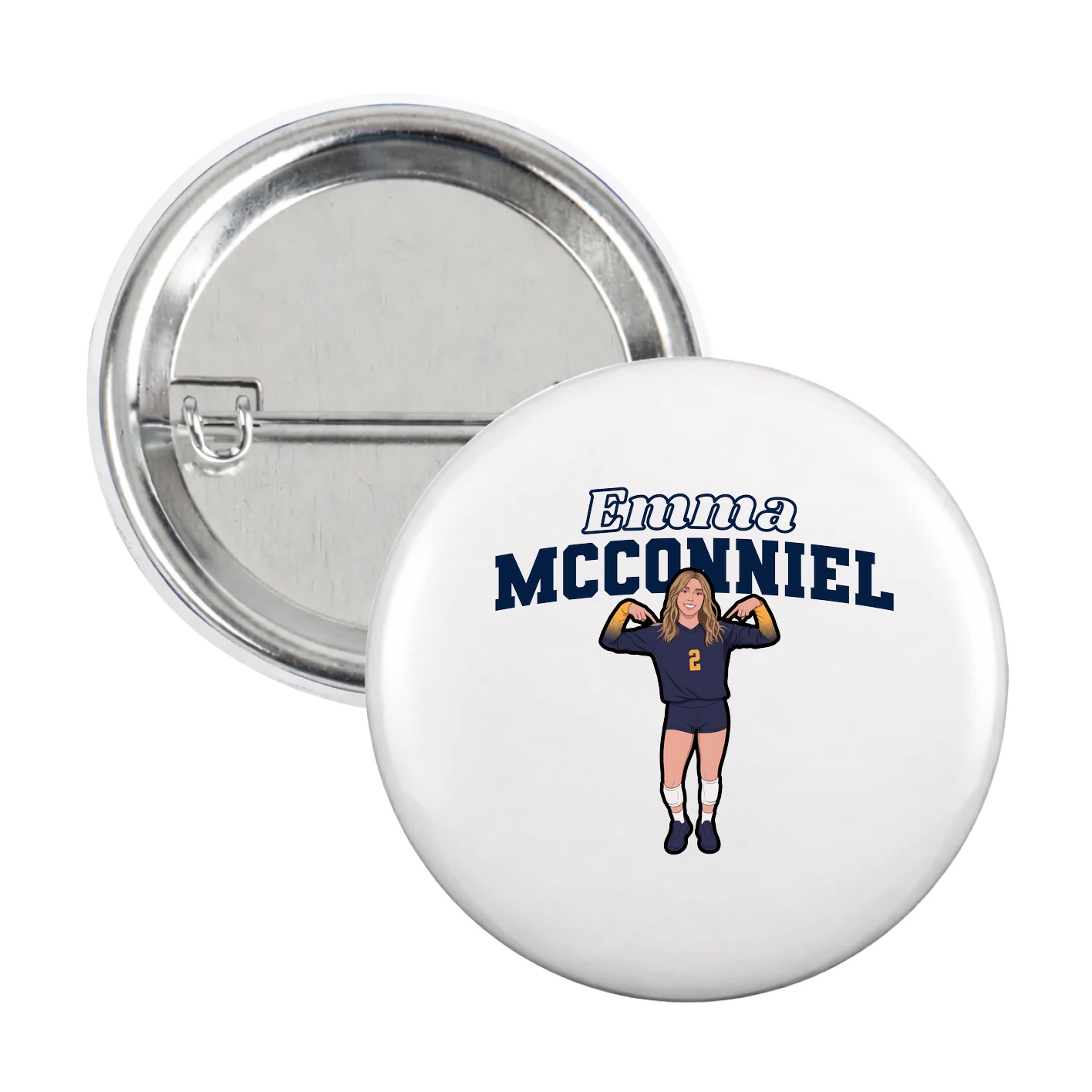 Game Day Button — Name Arch in White