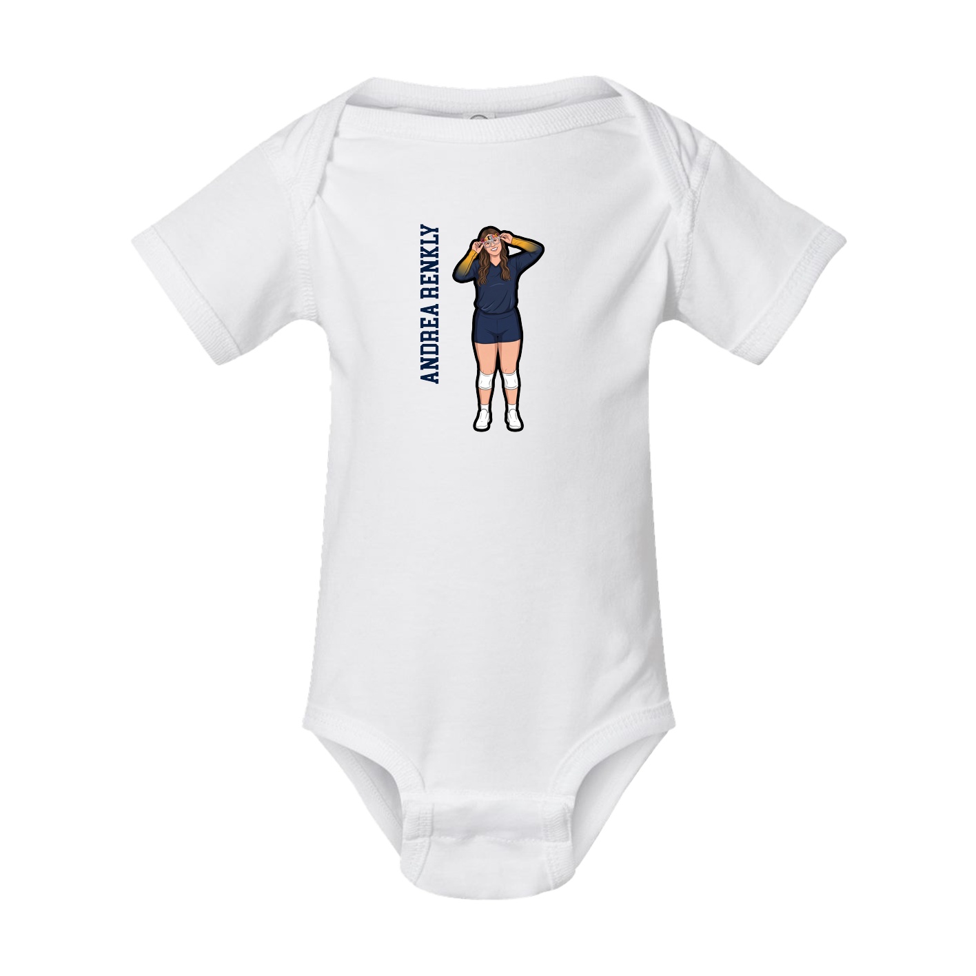 Baby Onesie — Name Vertical in White