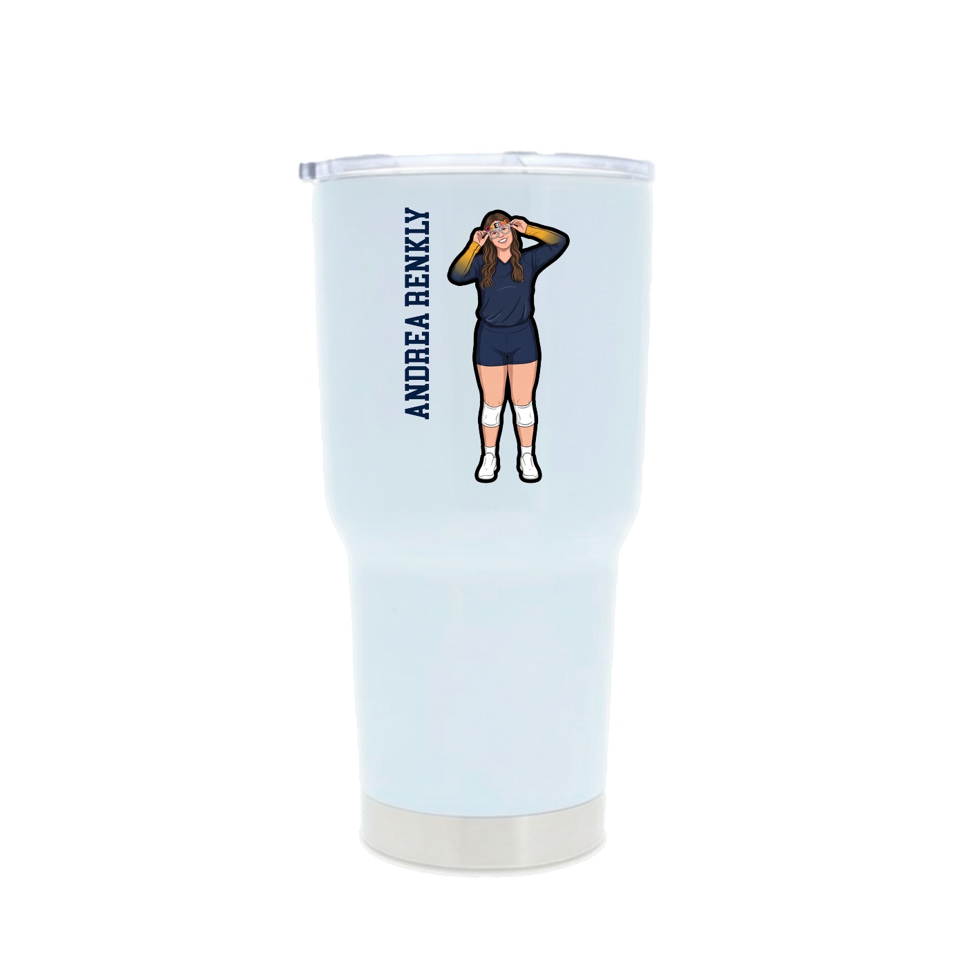 30oz Stainless Steel Tumbler — Name Vertical in White