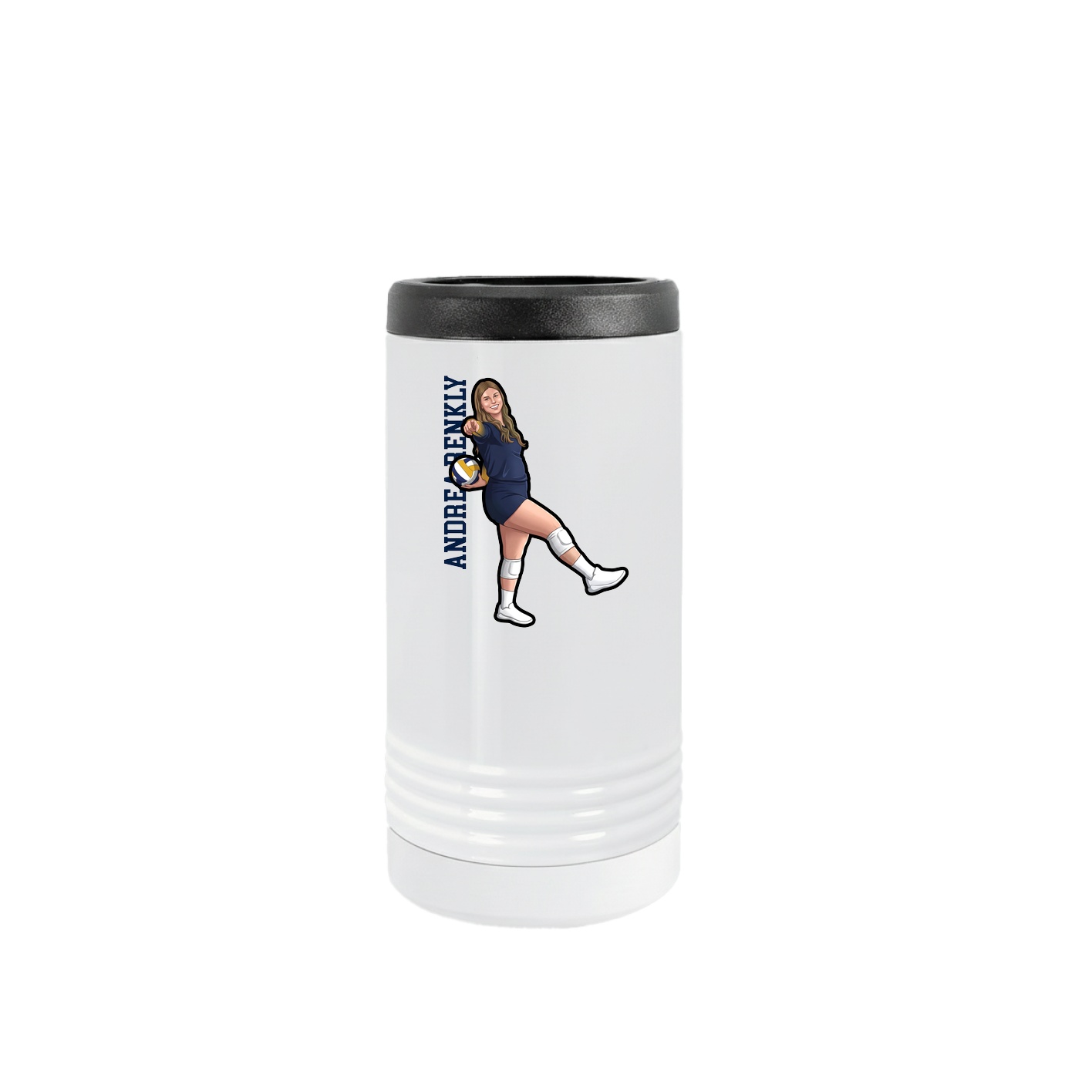 Slim Beverage Holder — Name Vertical in White
