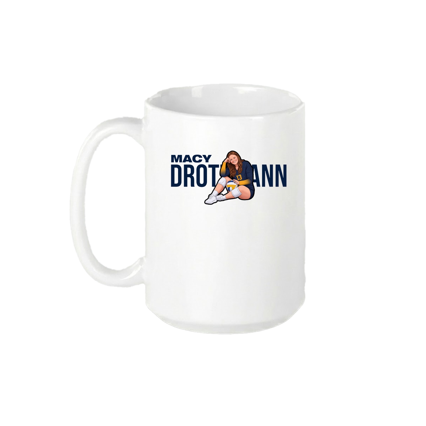 15oz Coffee Mug — Player Name in White
