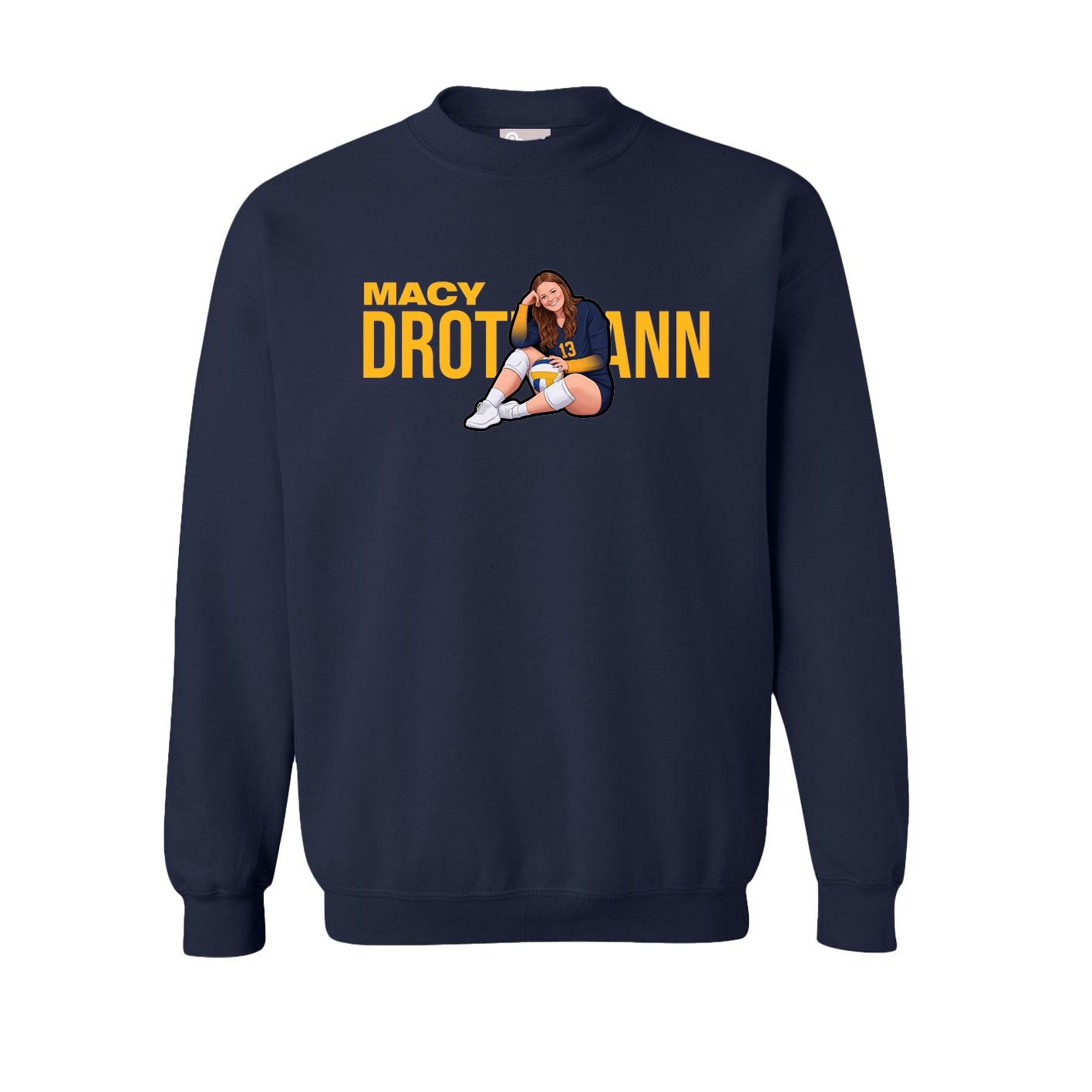Fleece Crew — Player Name in Navy