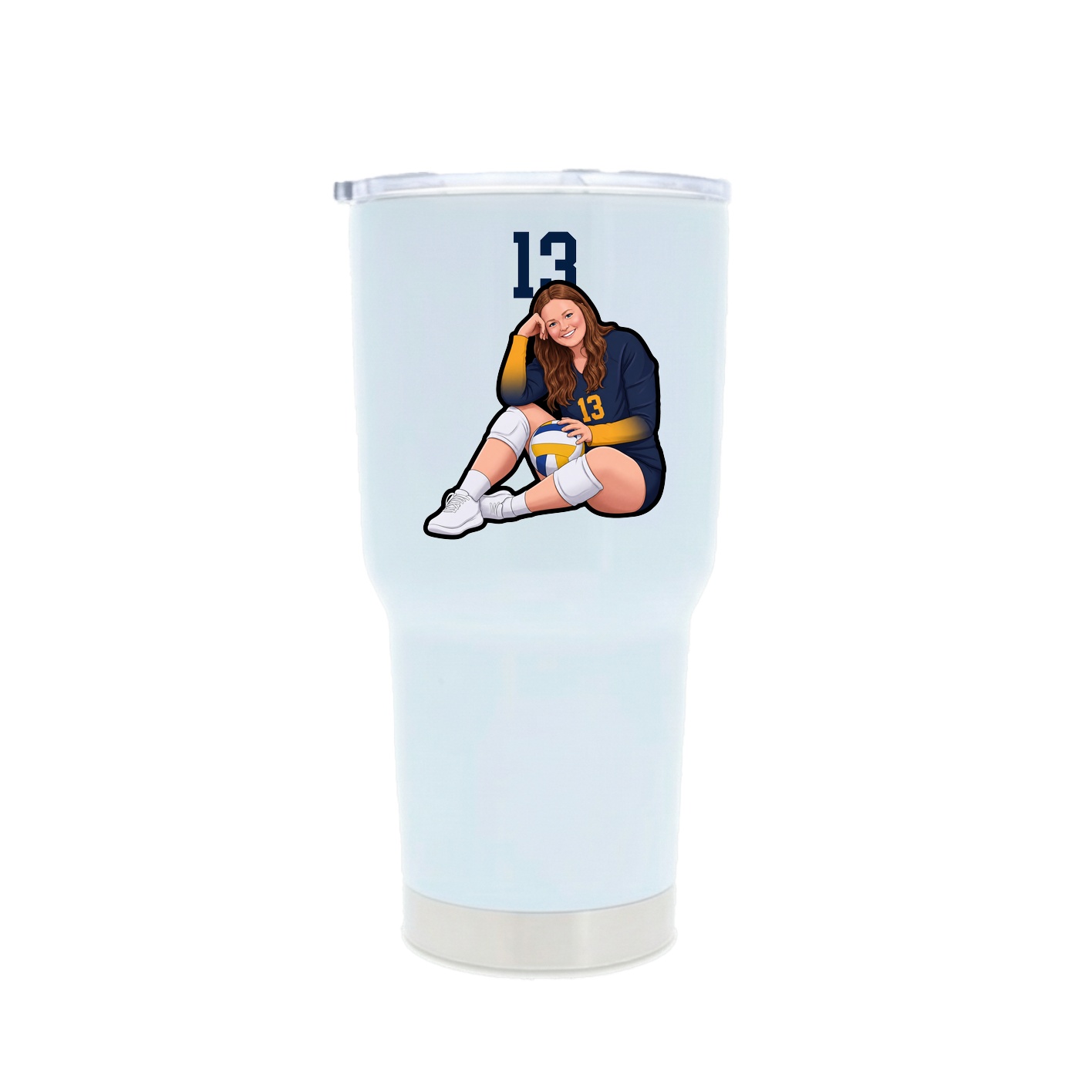 30oz Stainless Steel Tumbler — Number Top in White