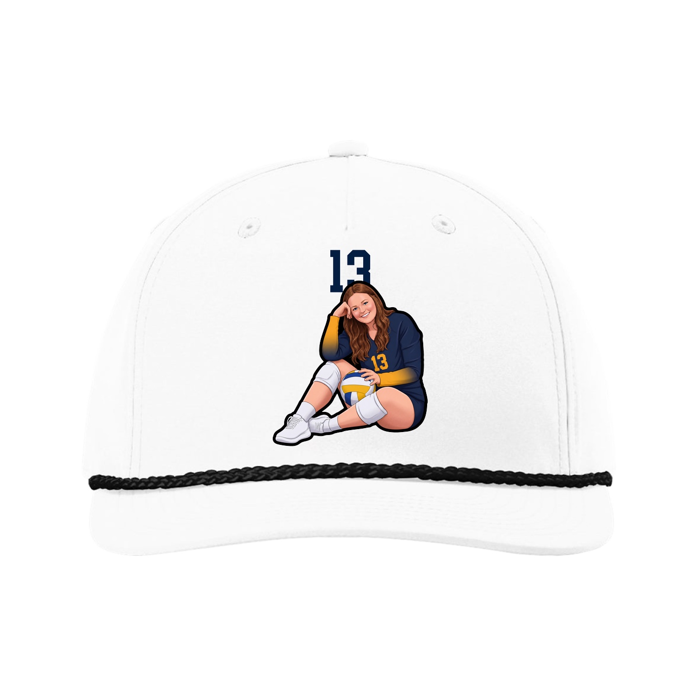 Five-Panel Classic Rope Cap — Number Top in White