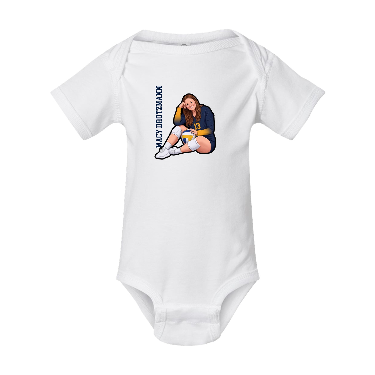 Baby Onesie — Name Vertical in White