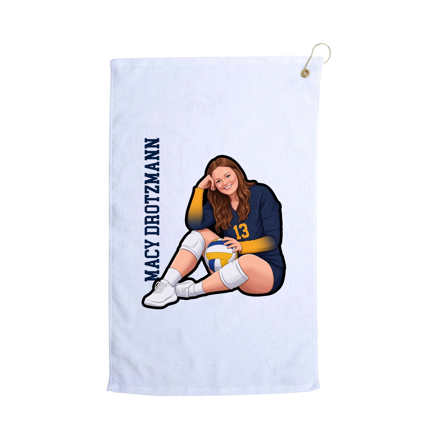 Golf Towel — Name Vertical in White