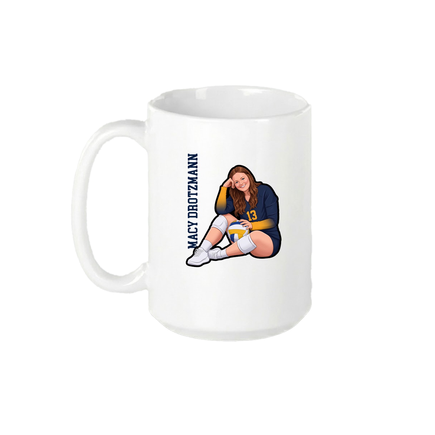 15oz Coffee Mug — Name Vertical in White