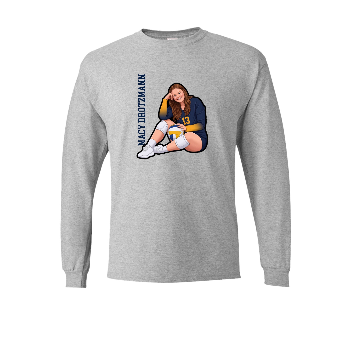 Long Sleeve Tee — Name Vertical in Grey