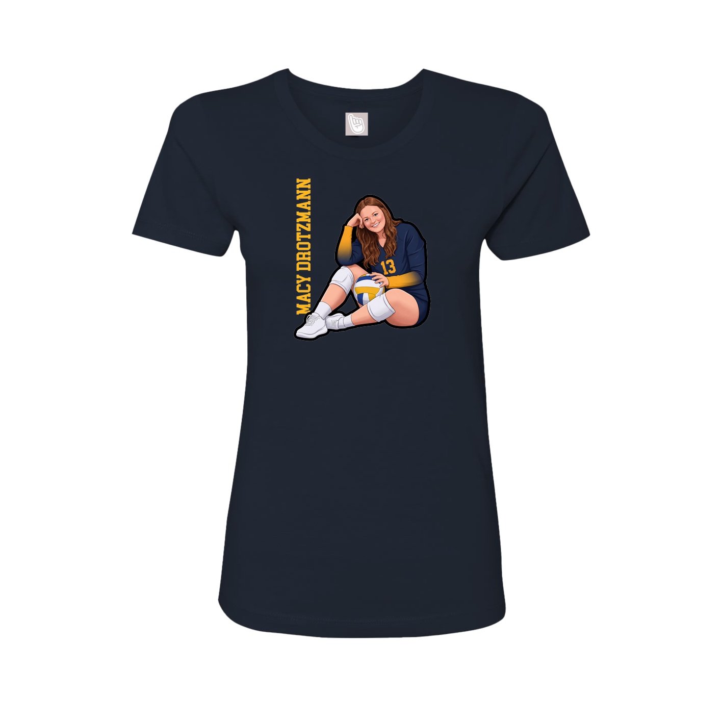 Fitted Women's Tee — Name Vertical in Navy