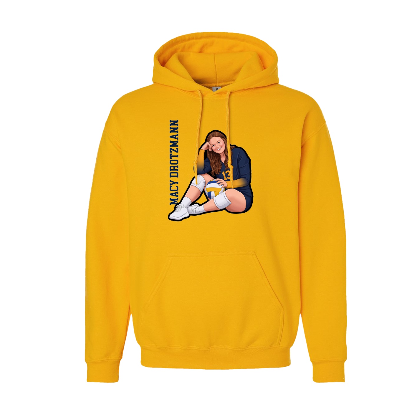 Youth Hoodie — Name Vertical in Gold