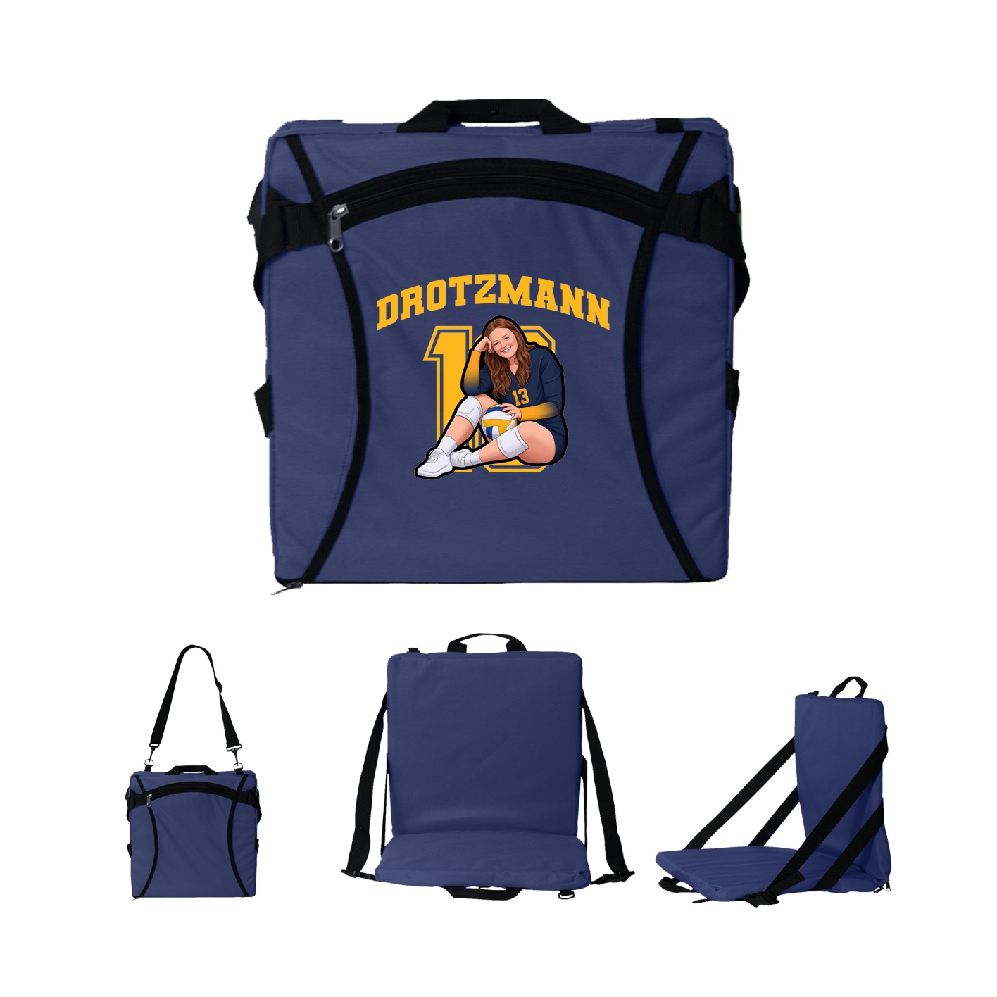 Folding Stadium Seat — Number in Navy