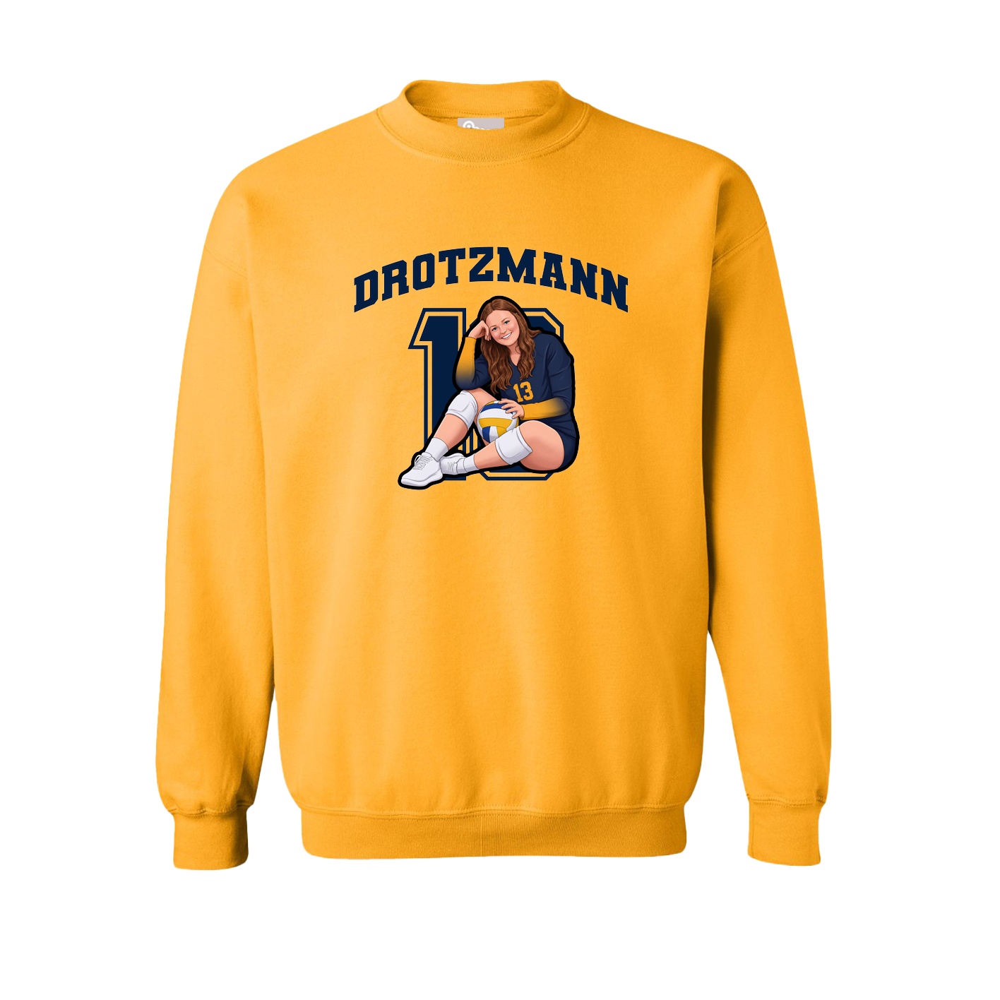 Fleece Crew — Number in Gold