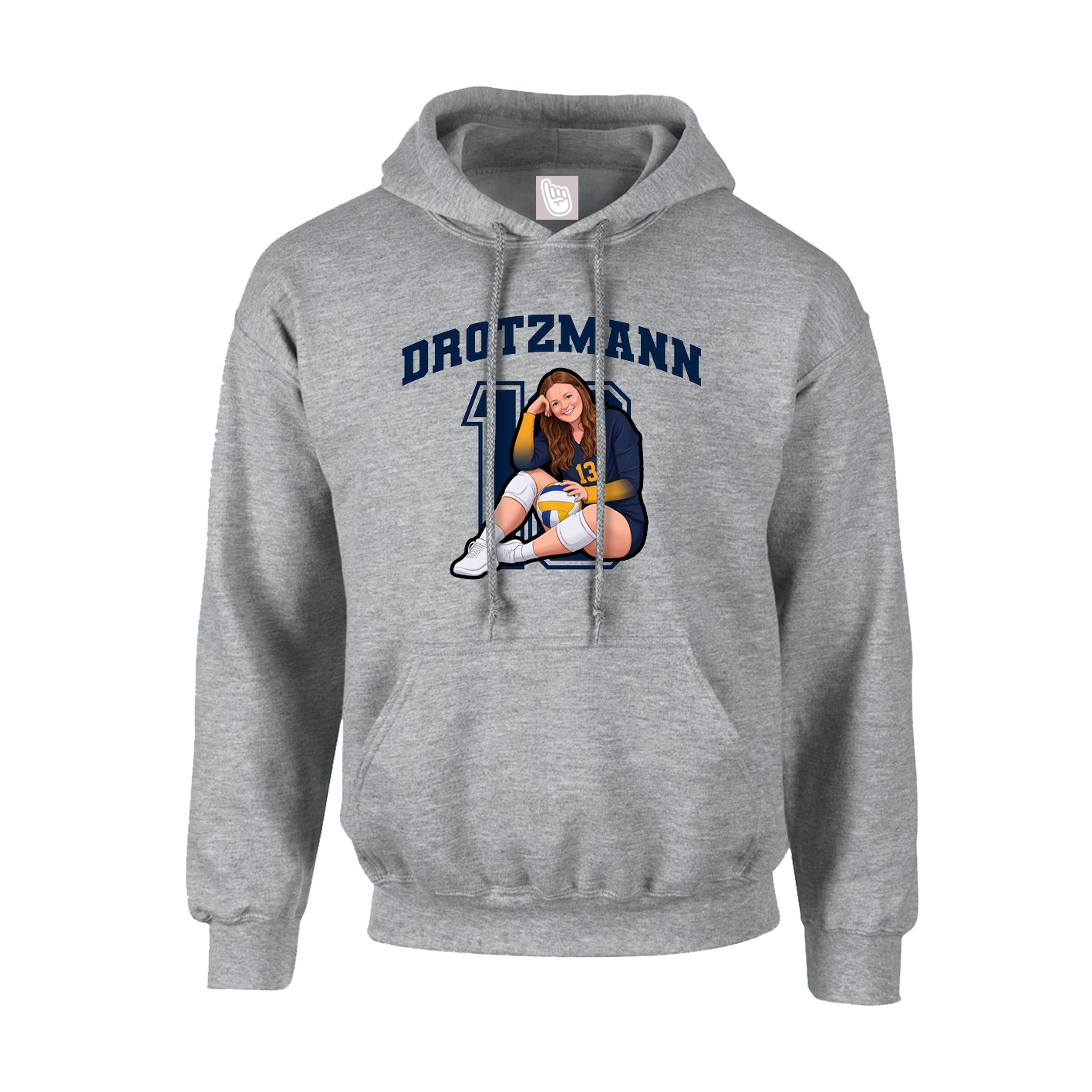 Youth Hoodie — Number in Grey
