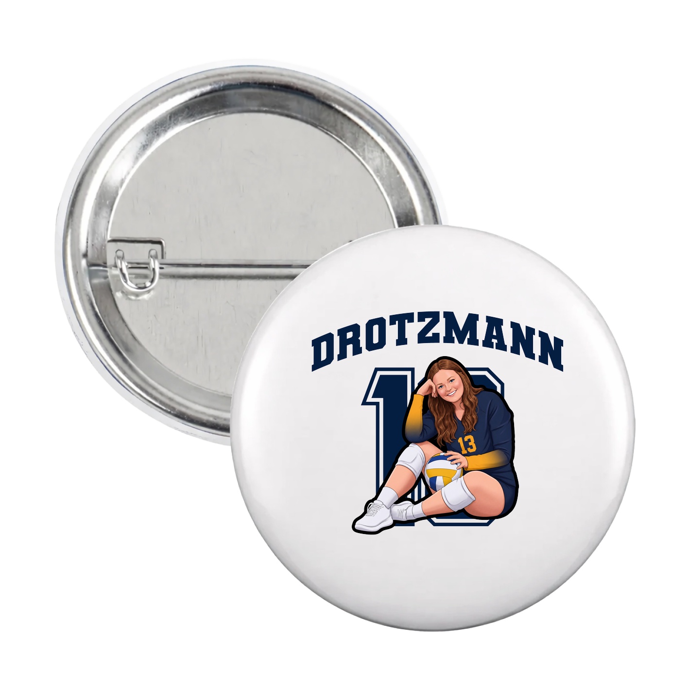 Game Day Button — Number in White