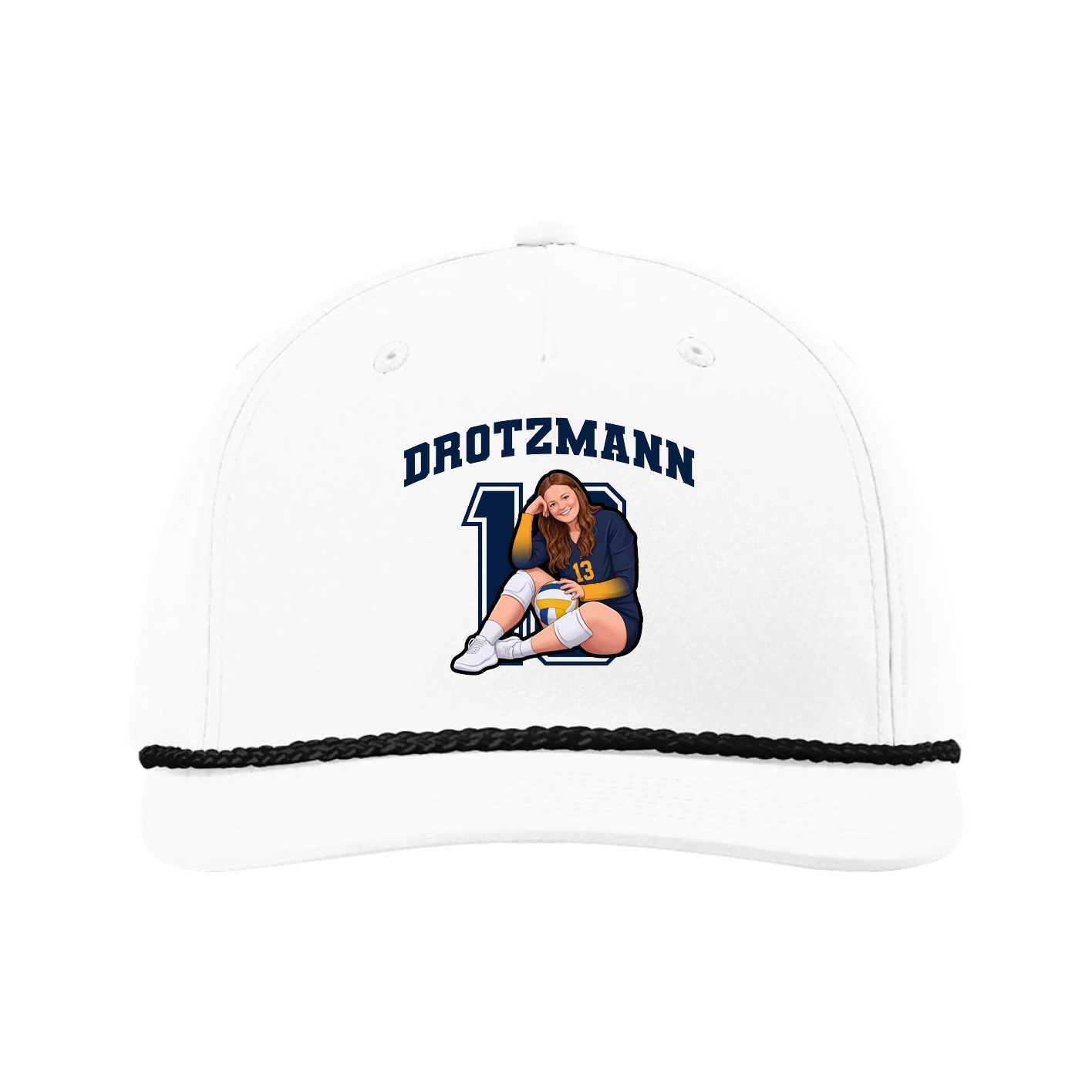 Five-Panel Classic Rope Cap — Number in White