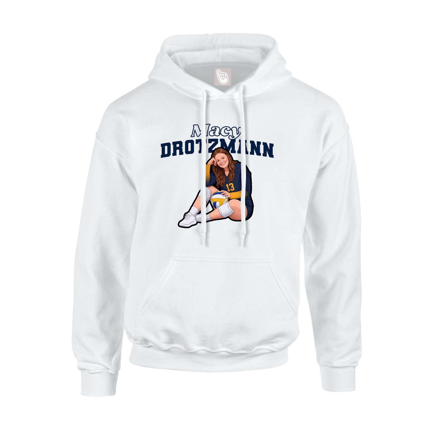 Youth Hoodie — Name Arch in White
