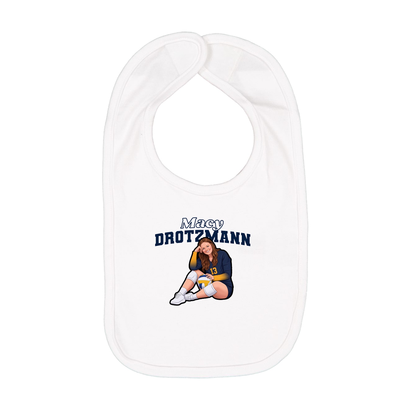 Infant Bib — Name Arch in White