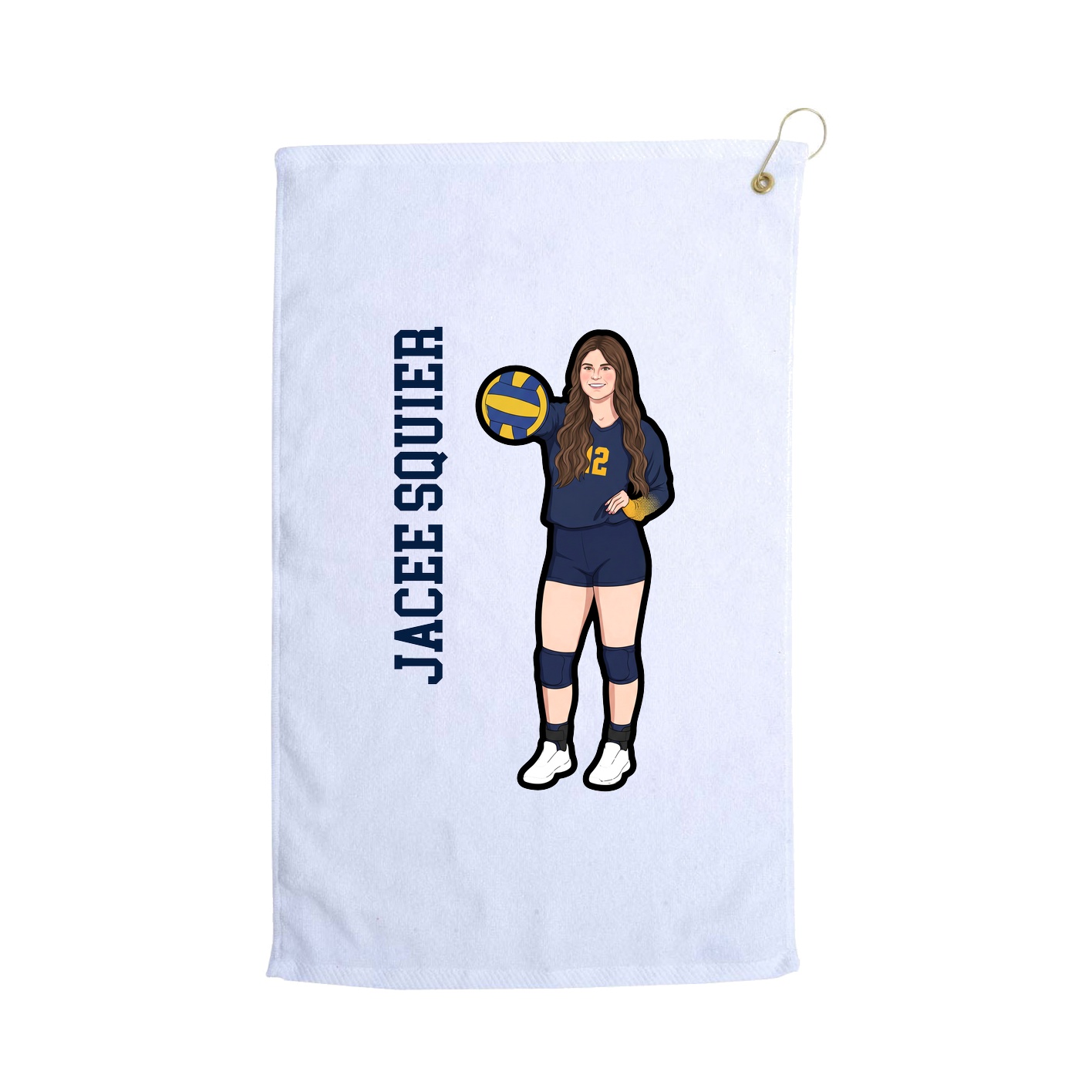 Golf Towel — Name Vertical in White