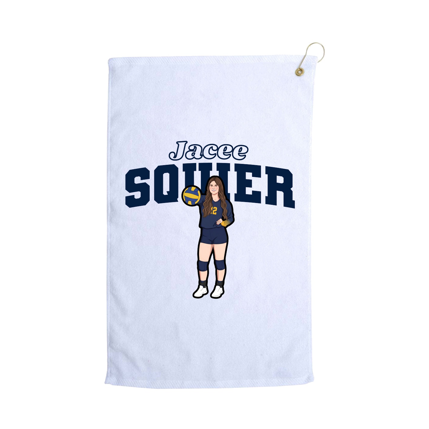 Golf Towel — Name Arch in White