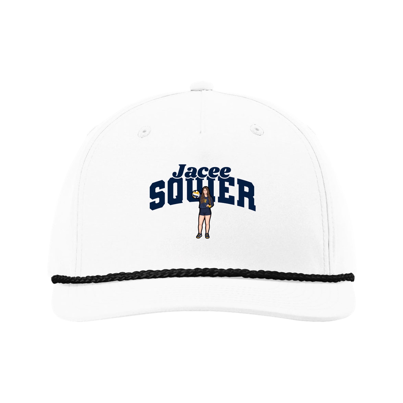Five-Panel Classic Rope Cap — Signature Arch in White