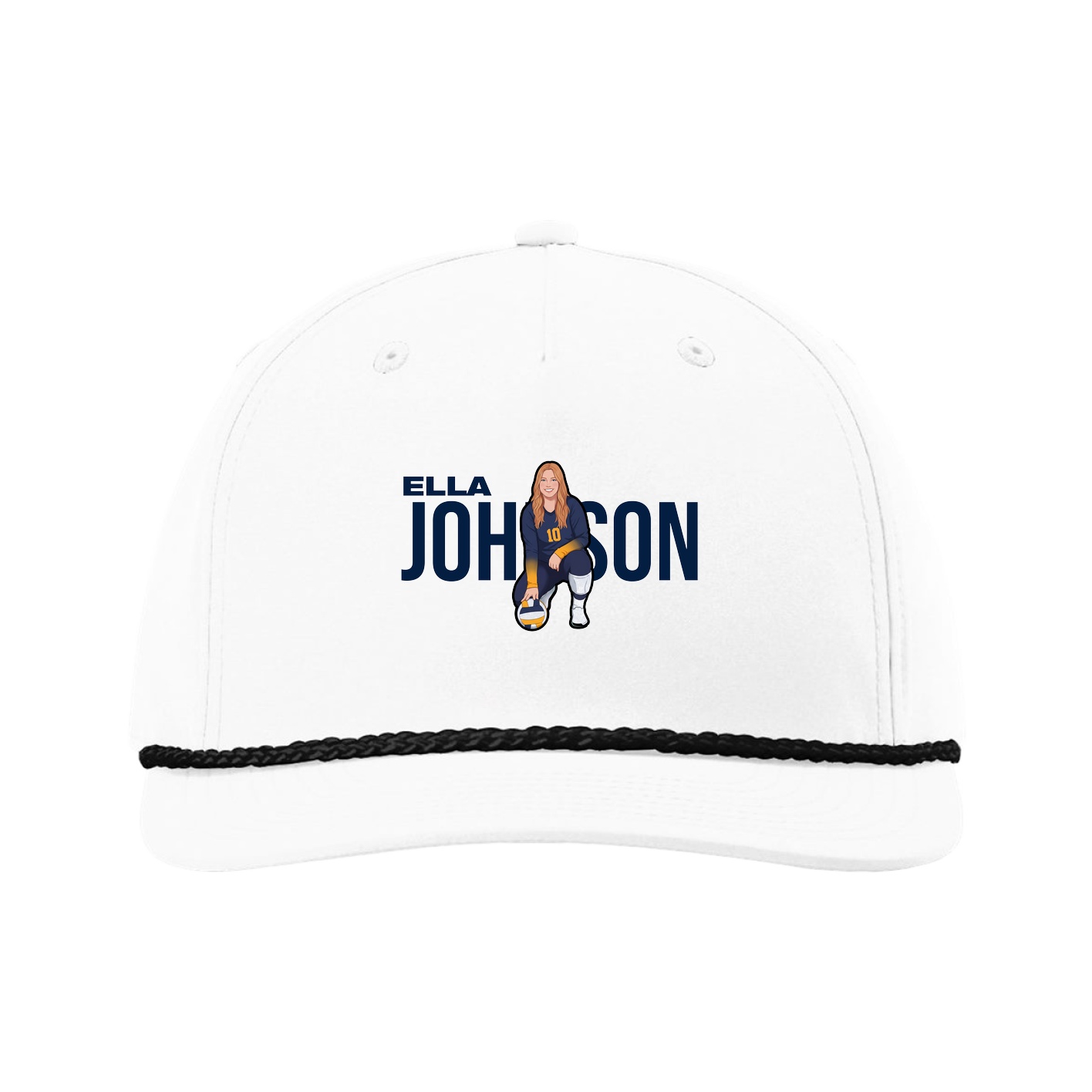 Five-Panel Classic Rope Cap — Player Name in White